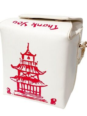 3AM Forever Chinese Take Out Thank You Clutch Crossbody Handbag Purse White